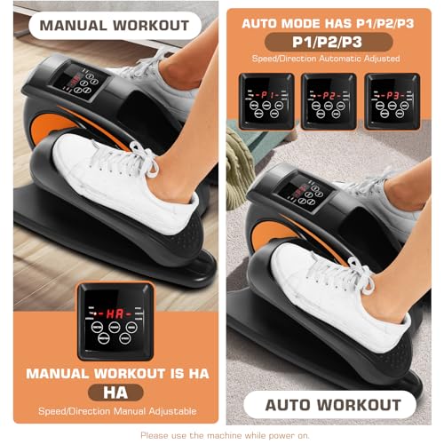 Under Desk Elliptical, Electric Leg Exerciser for Seniors Adults, Quiet Portable Seated Foot Pedal with Remote Control G7774