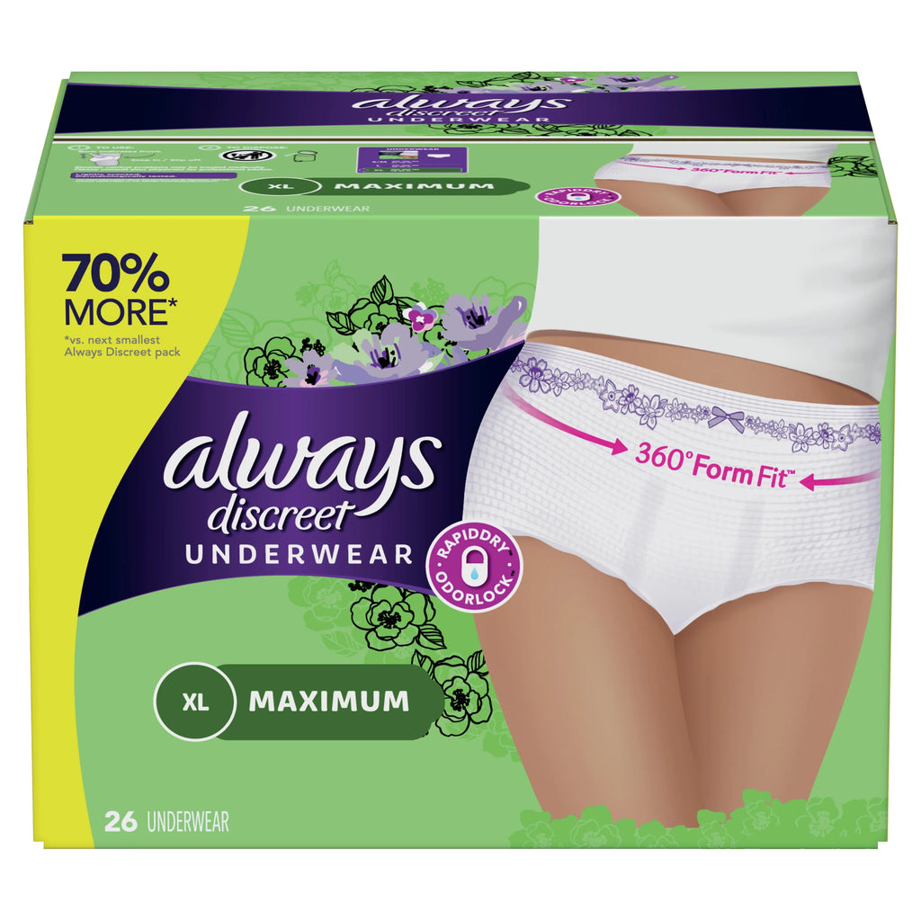 Postpartum Incontinence Underwear for Women, Maximum, XL, 26 Ct F784145