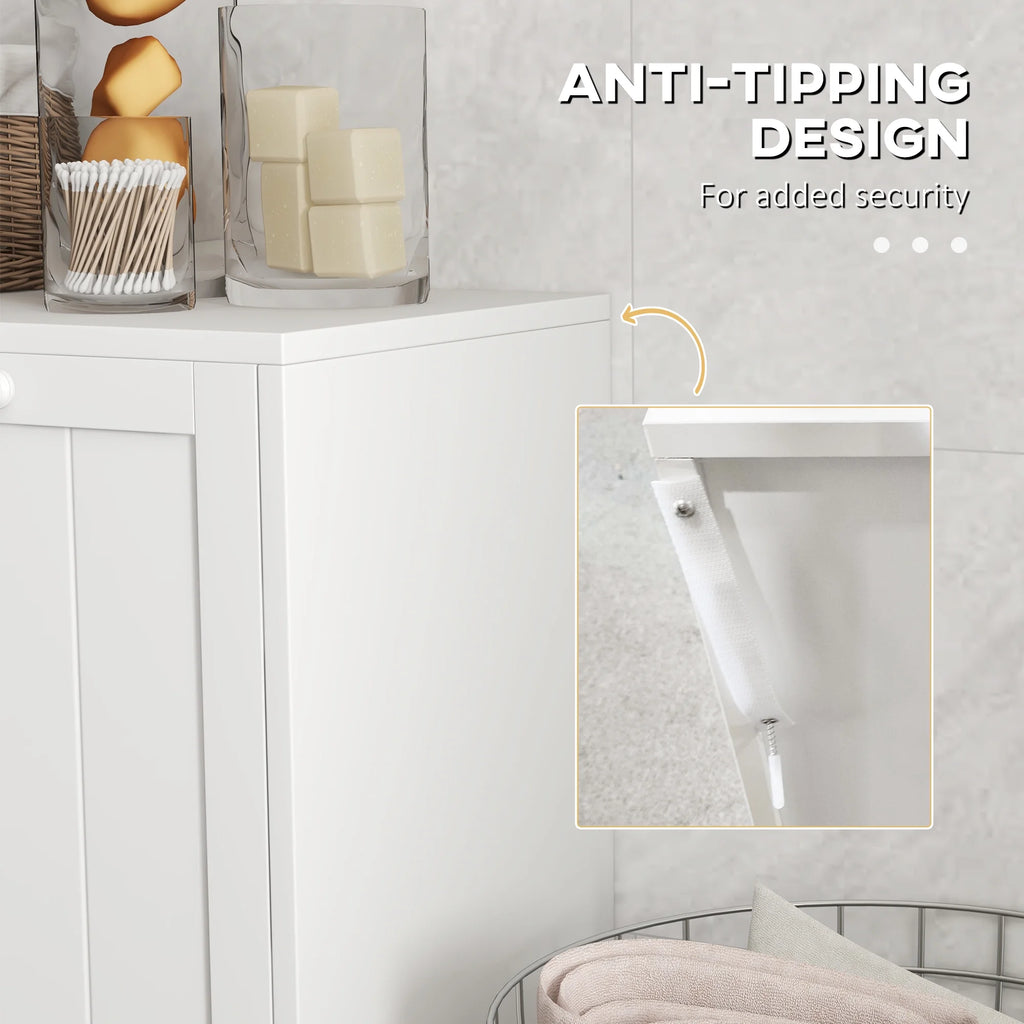 Tilt-out Laundry Storage Cabinet with 2 Hamper Compartments, White K817002