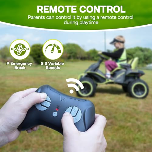 24V Ride on Toy for Big Kids with 4 Motors, Bluetooth Speaker, Adjustable Seat J34962