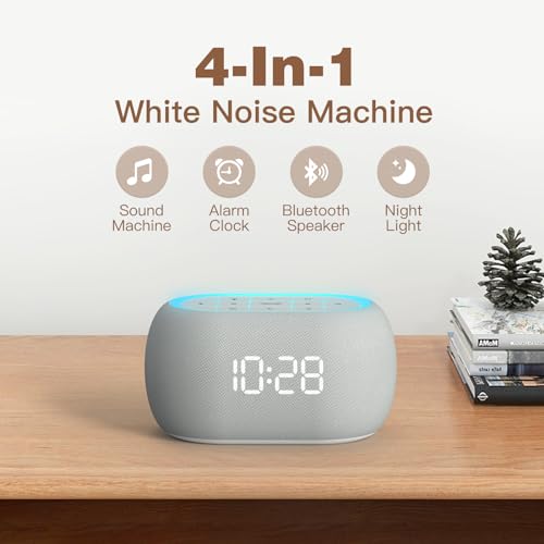 White Noise Sound Machine Alarm Clock with Bluetooth Speaker Q9962