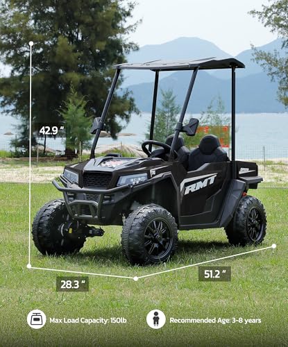 24V Ride on Car 2 Seater with Sun Shade, Dump Bed & Shovel, 4WD Electric Truck for Kids F44284