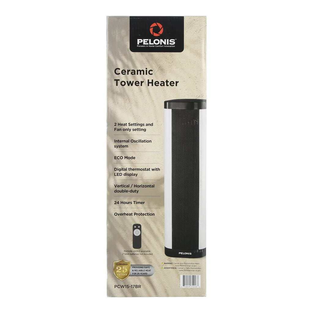 22" 1500W Ceramic Tower Space Heater with Remote, White U819