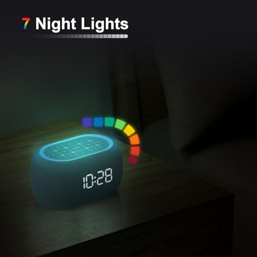 White Noise Sound Machine Alarm Clock with Bluetooth Speaker Q9962