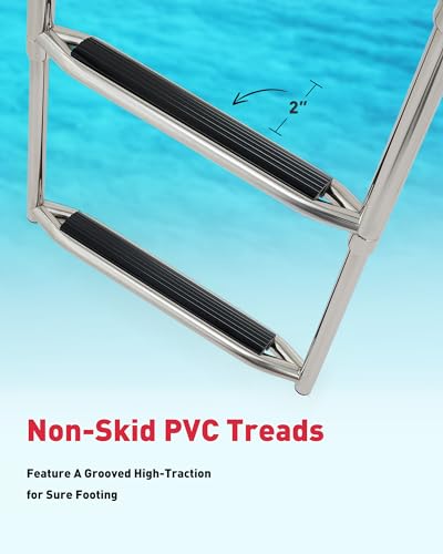 3 Step Telescoping Boat Ladder with Nonslip Steps, 400lb Capacity G2534