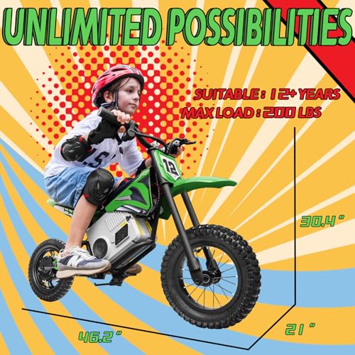 Electric Dirt Bike for Kids 8-14, 16MPH Off-Road Motorcycle with Twist Grip Throttle B563