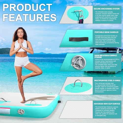 Inflatable Floating Dock Platform for Pool Beach Ocean Y75577