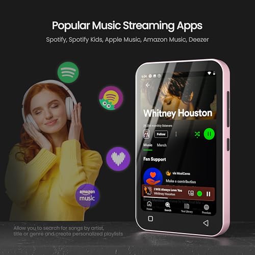 80GB Kids MP3 Player with Bluetooth, Parental Controls, WiFi, 4" Screen (Pink) C6683