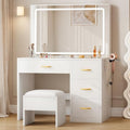 Vanity Desk Set with LED Mirror, Makeup Table with Drawers and Stool D406695