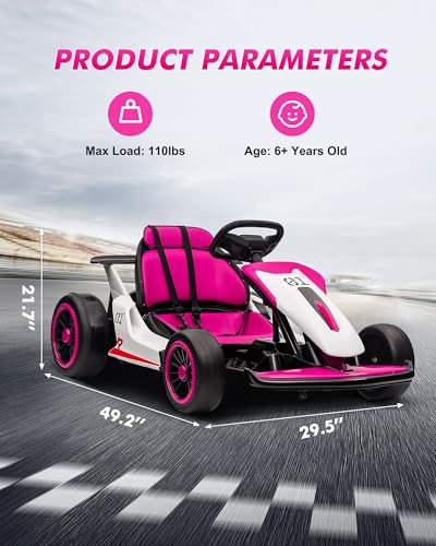 24V Electric Drift Go Kart for Kids 6-12, 2 Speed, Max Load 110lbs G207