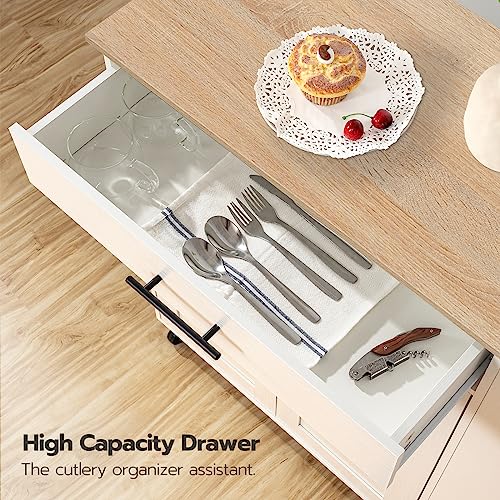 Kitchen Island with Power Outlet and Spice Rack on Wheels D759355