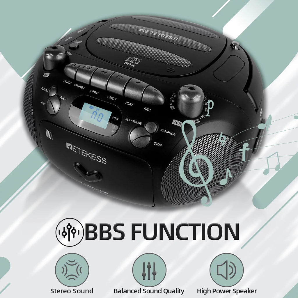 CD and Cassette Player Combo, Portable Boombox with AM FM Radio, MP3, USB, Micro SD X73185