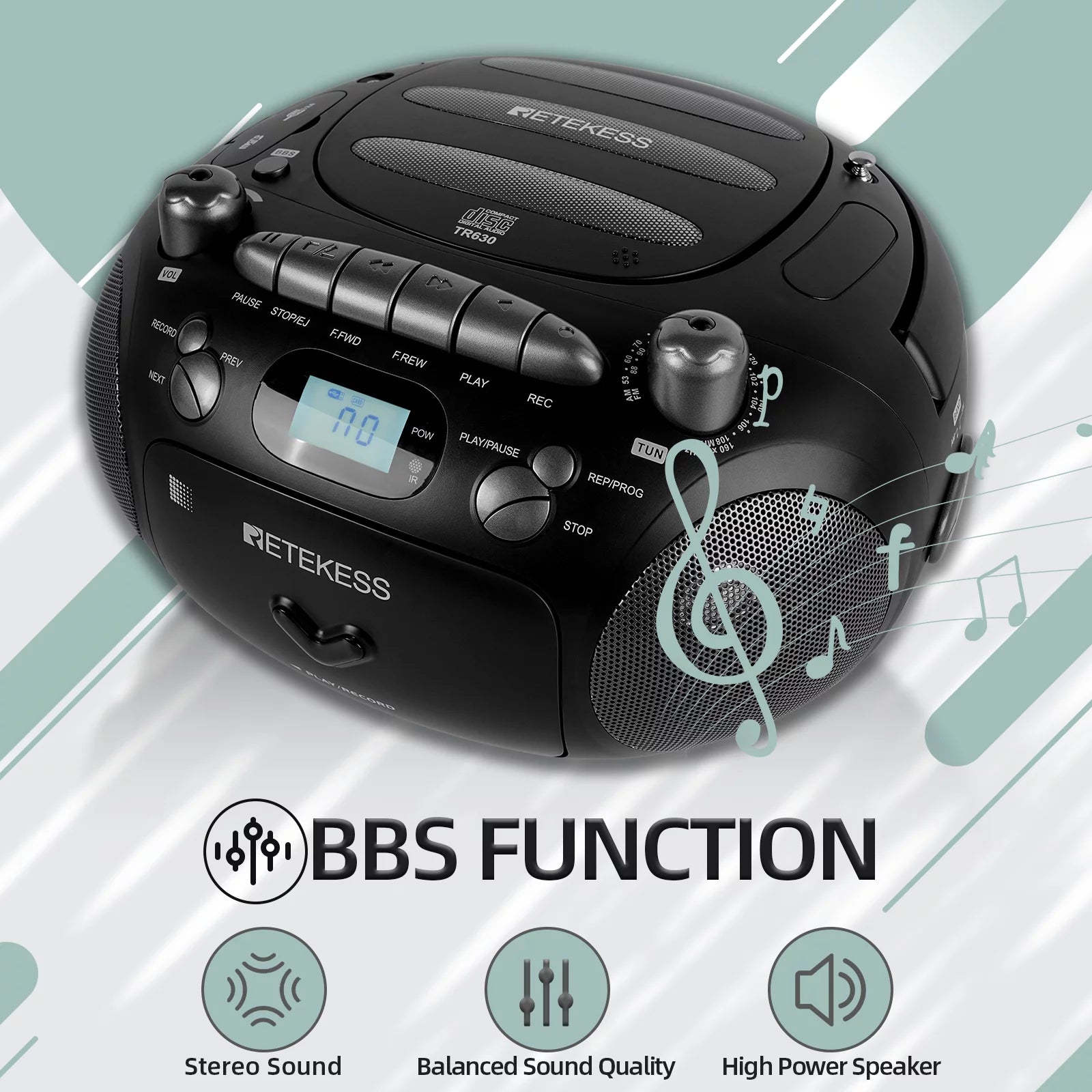 CD and Cassette Player Combo, Portable Boombox with AM FM Radio, MP3, USB, Micro SD X73185