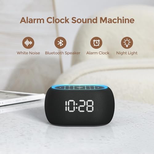 White Noise Sound Machine Alarm Clock with Bluetooth Speaker Q9962