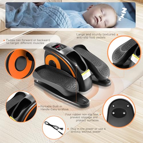 Under Desk Elliptical, Electric Leg Exerciser for Seniors Adults, Quiet Portable Seated Foot Pedal with Remote Control G7774