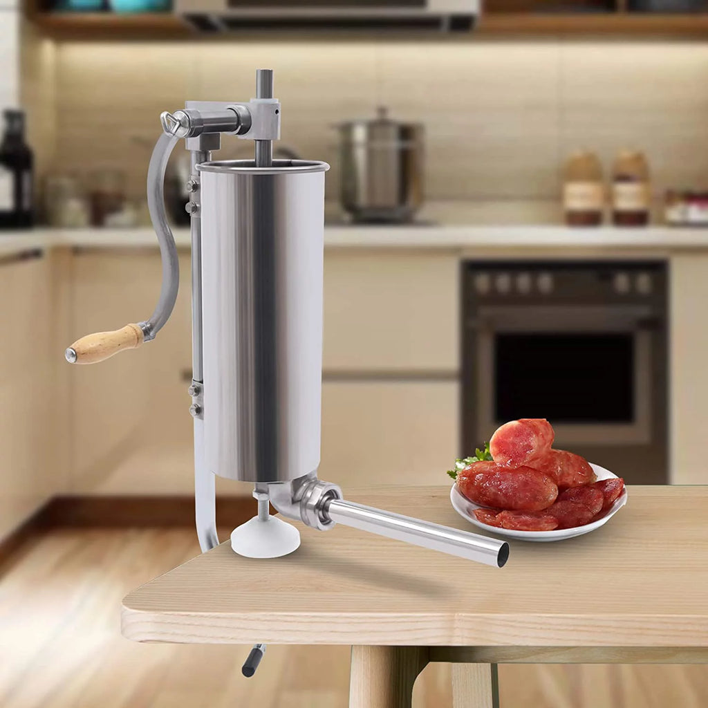 Portable 7lb 3L Manual Sausage Stuffer, 2 Speed Vertical Stainless Steel G2475