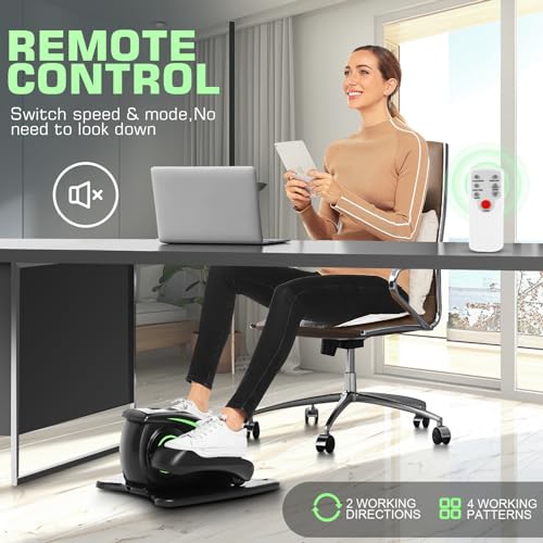 Under Desk Elliptical, Electric Leg Exerciser for Seniors Adults, Quiet Portable Seated Foot Pedal with Remote Control G7774