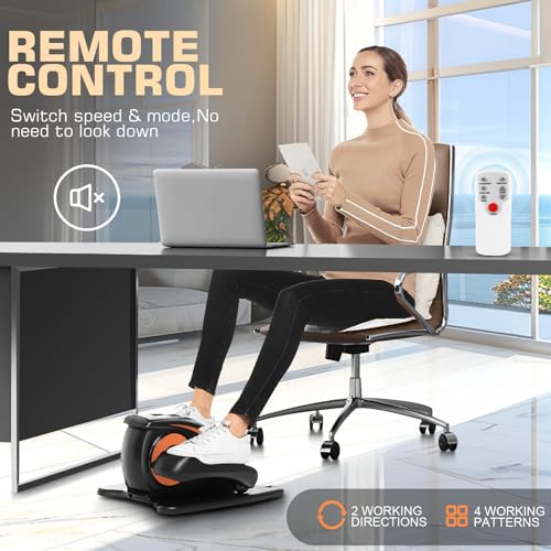 Under Desk Elliptical, Electric Leg Exerciser for Seniors Adults, Quiet Portable Seated Foot Pedal with Remote Control G7774
