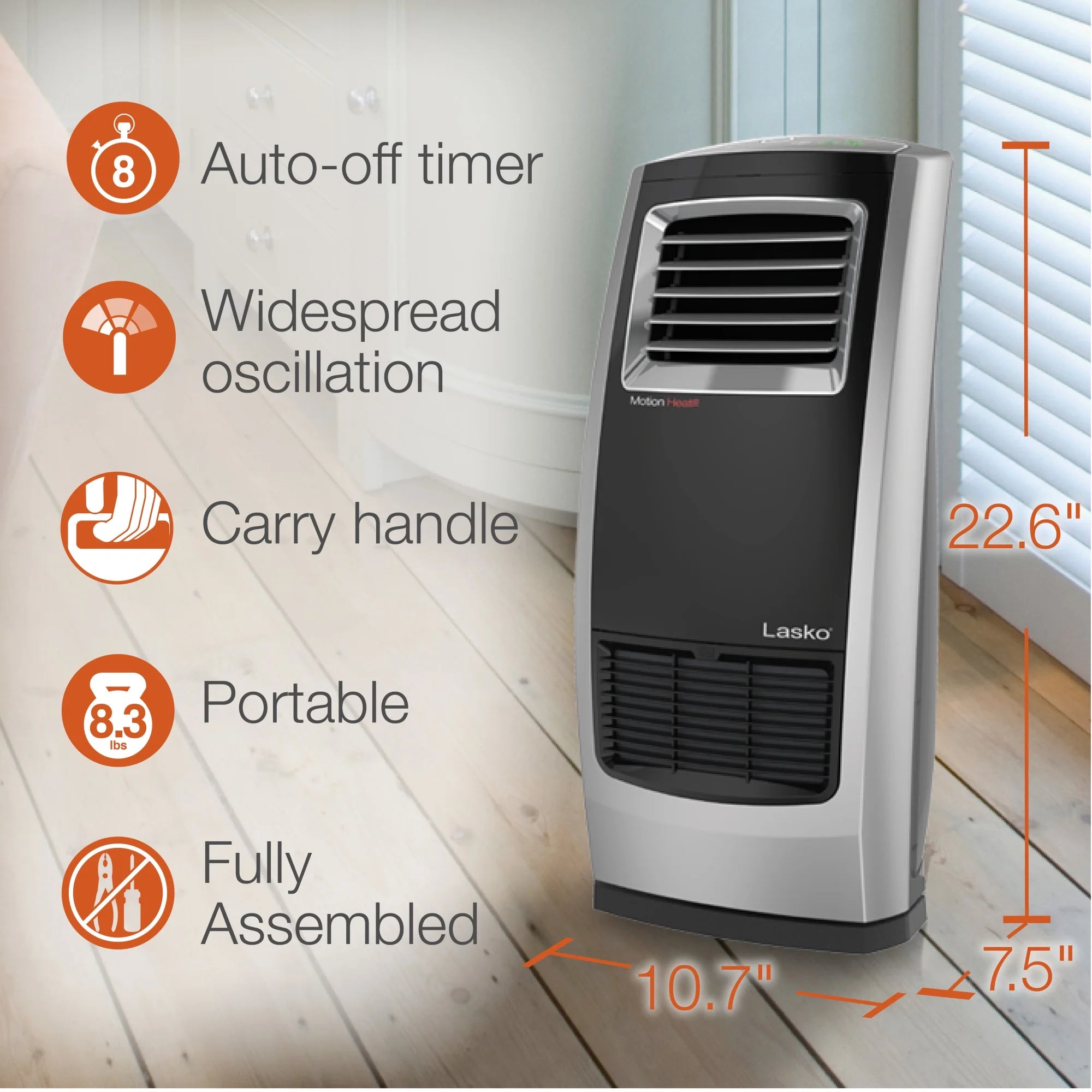 Ceramic Room Heater with Remote, 1500W L7192