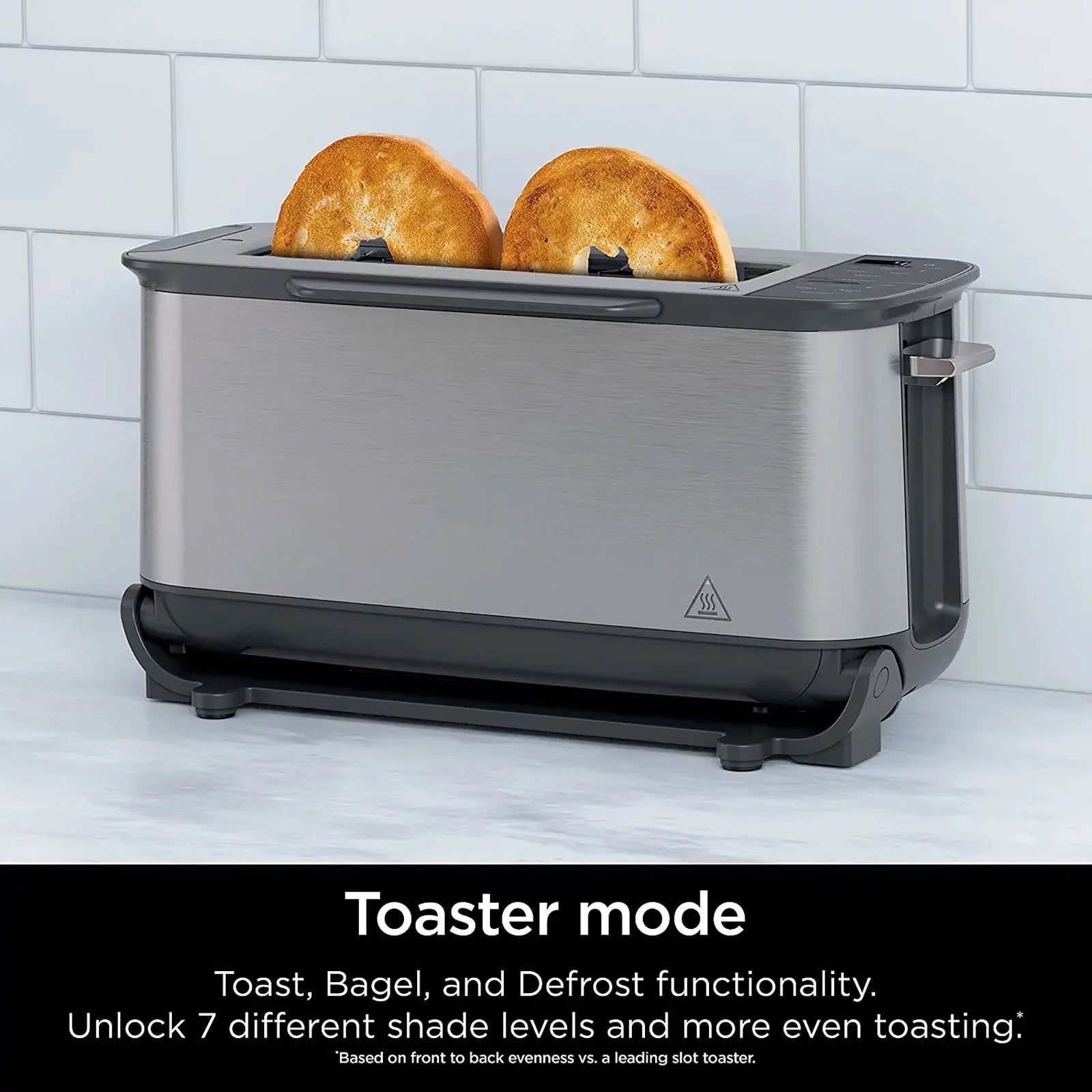 2-in-1 Flip Toaster Oven, Compact 2-Slice, Stainless Steel A284354