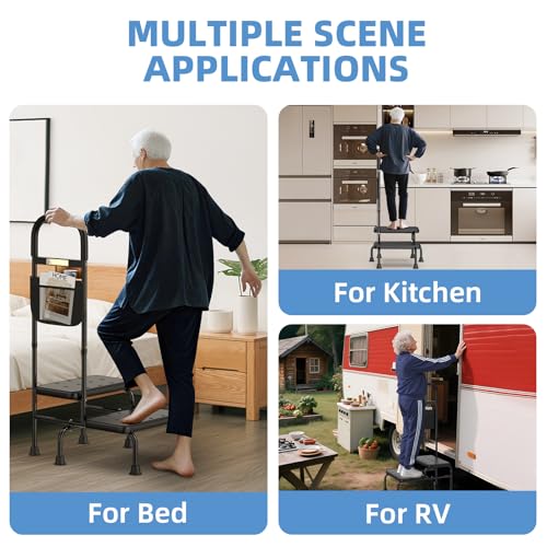 2 Step Stool with Handle for Elderly, Heavy Duty for High Beds M211552