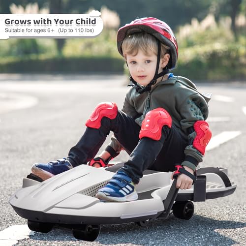 24V Electric Ride On Toy for Kids, Drift Cart with Side Handlebars, LED Lights & Music D29191