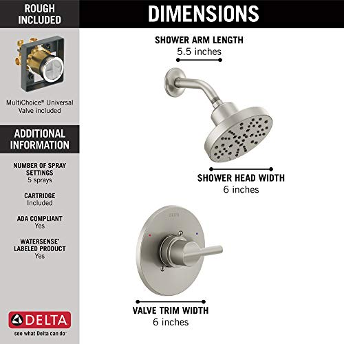 Gold Single-Handle Shower Faucet Trim Kit with 5-Spray Shower Head H2232