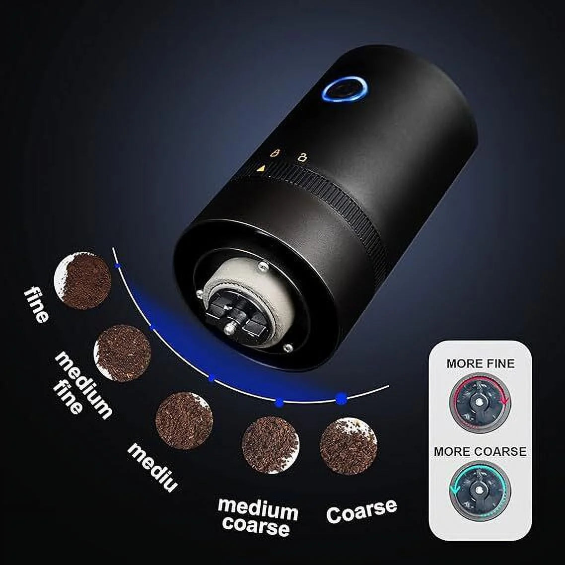 Cordless Electric Burr Coffee Grinder, Portable with Multi Grind Setting, USB L94325
