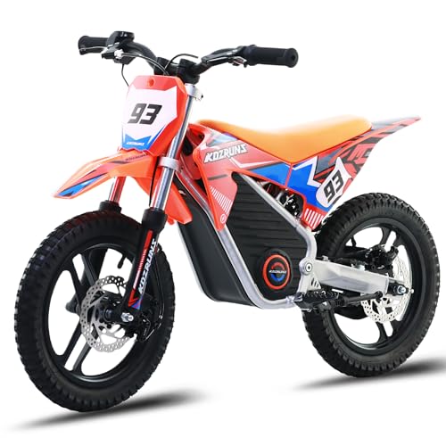 Electric Dirt Bike for Kids Aged 4-8, 350W Brushless Motor, 14'' Off-Road Tires, Blue J66927