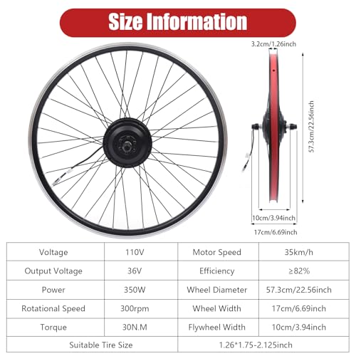 26" Electric Bike Conversion Kit, 350W 36V Front Wheel Motor with LCD Display D4826
