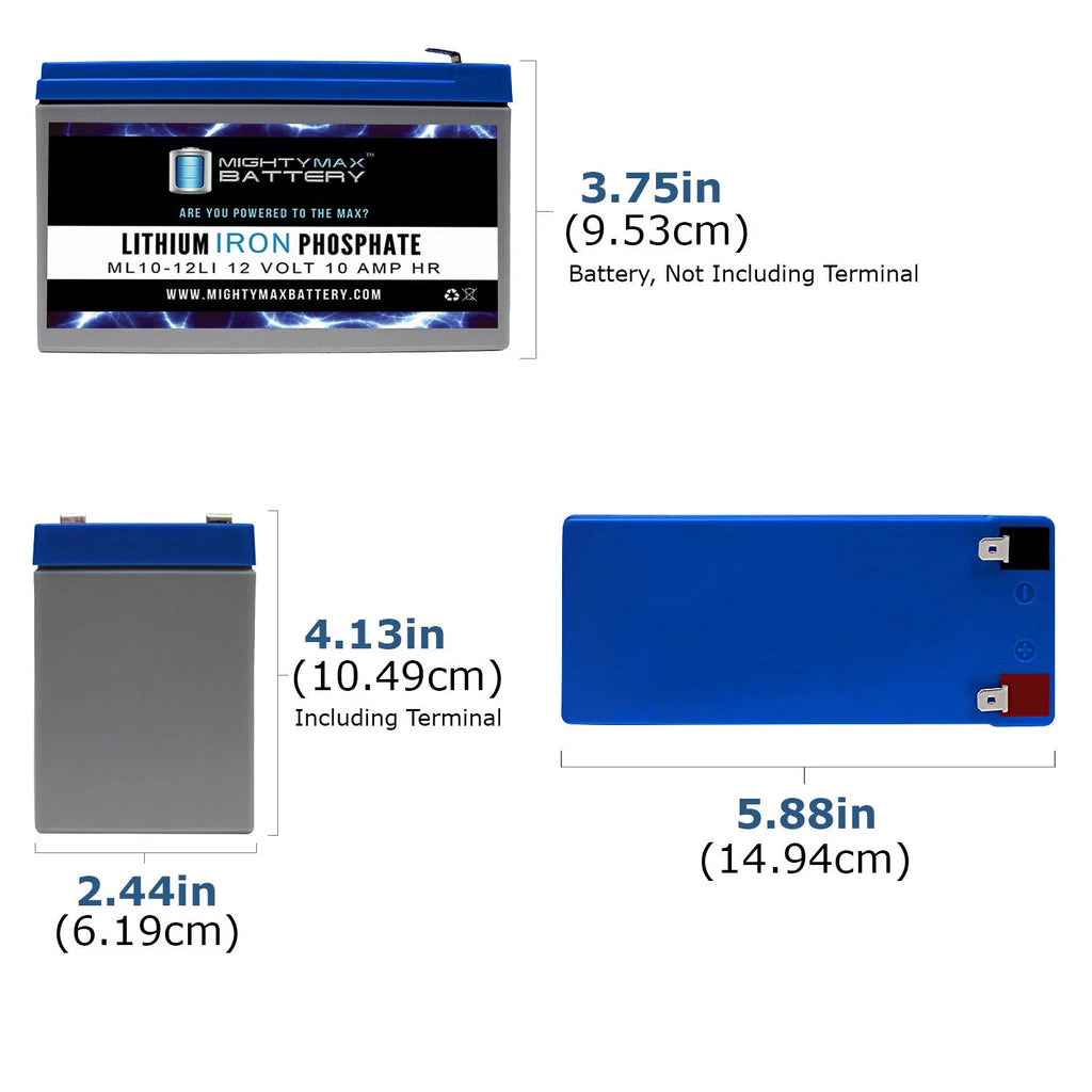 12V 10AH Lithium Replacement Battery, 2 Pack W214