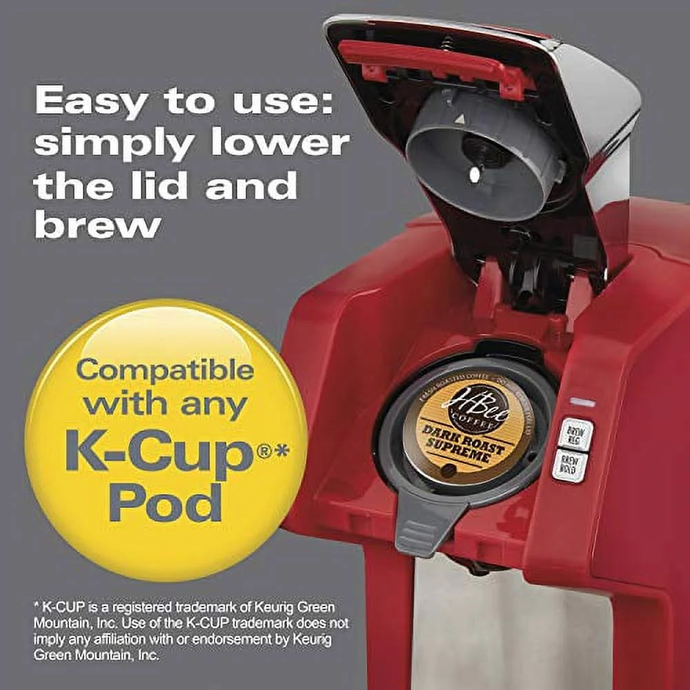Single-Serve Coffee Maker for Pods or Ground Coffee, Red T20565