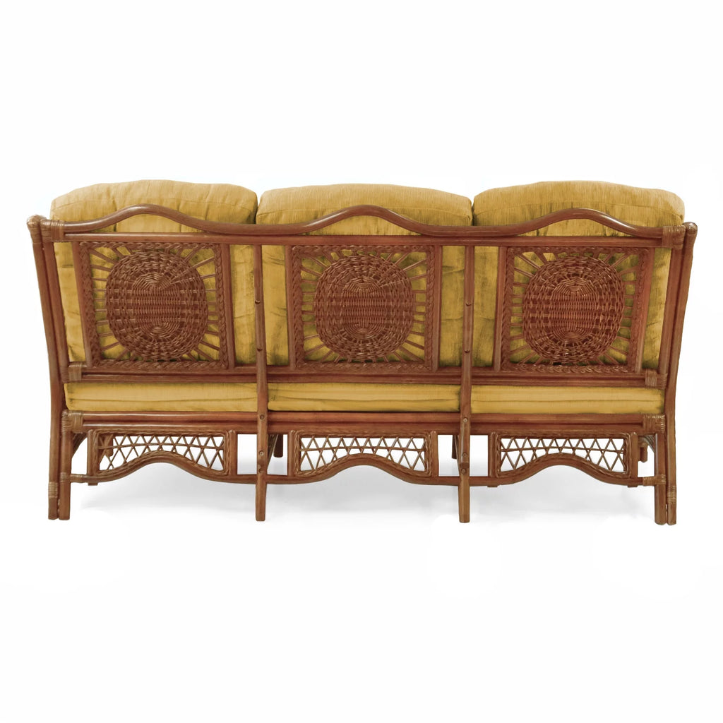 Three-Seater Rattan Wicker Sofa with Light Brown Cushions T819
