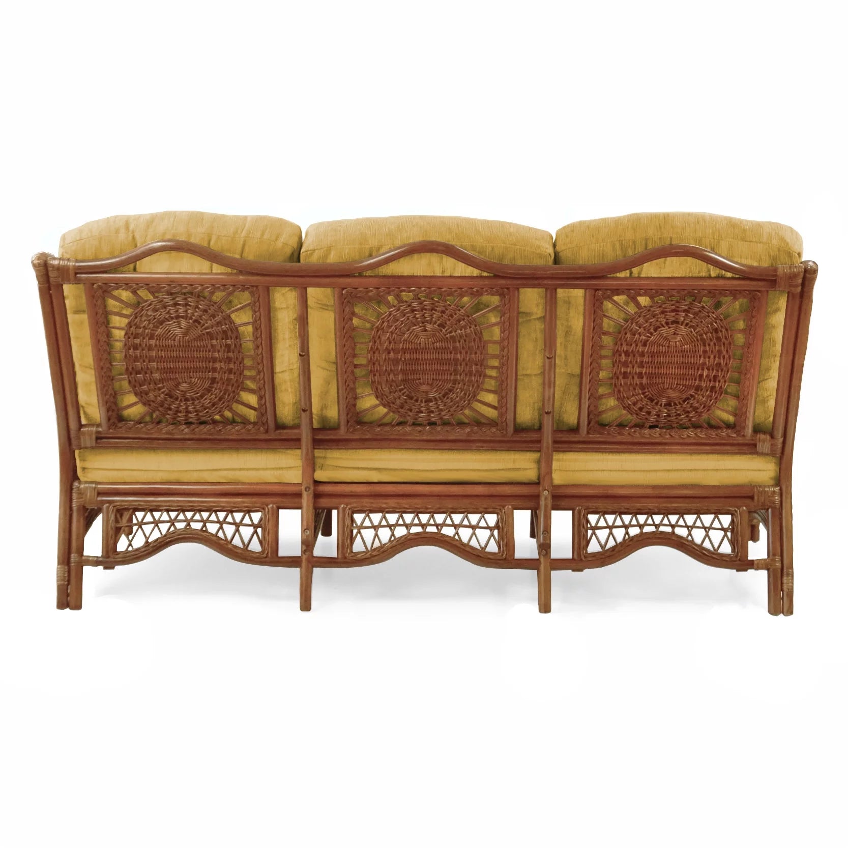 Three-Seater Rattan Wicker Sofa with Light Brown Cushions T819