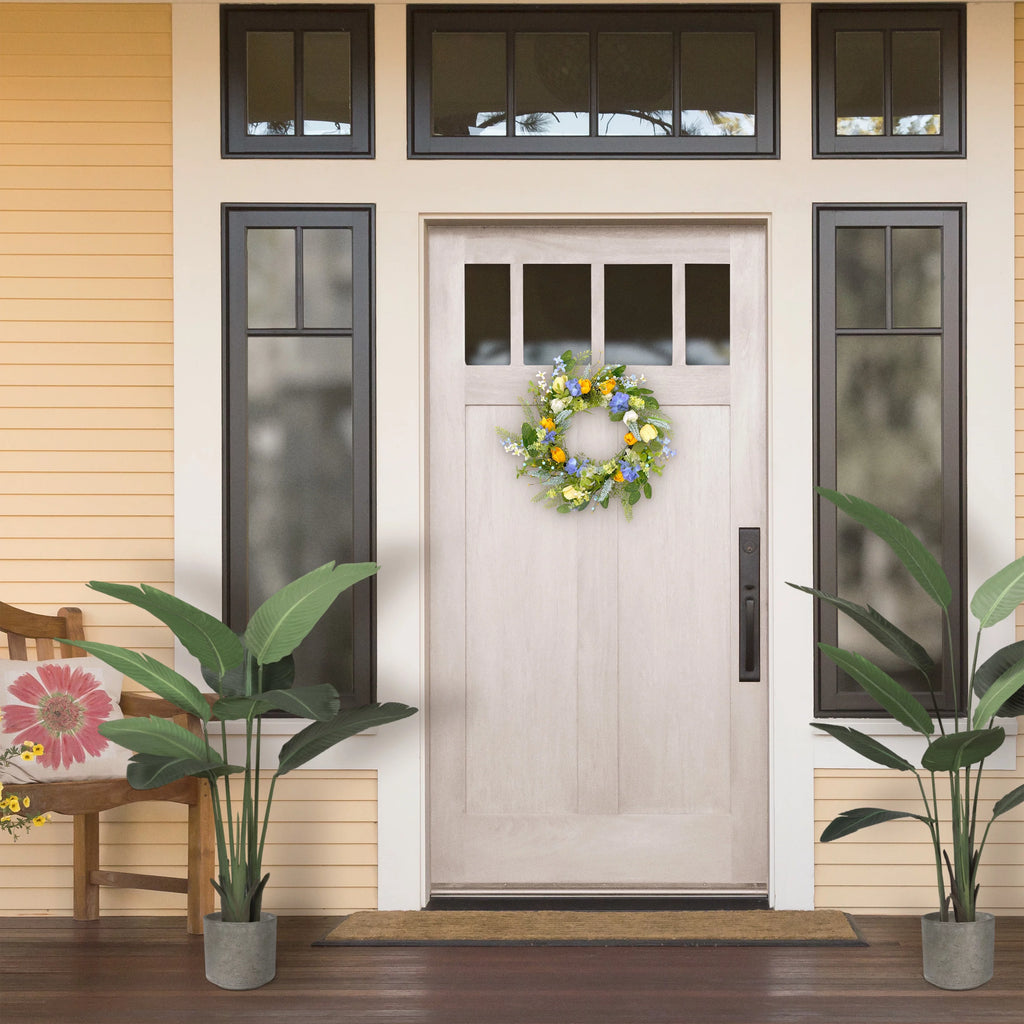 24" Artificial Daisy Floral Spring Door Wreath, Multicolor K22481