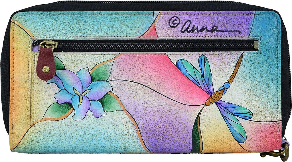 Hand Painted Genuine Leather Zip-Around Clutch E73083