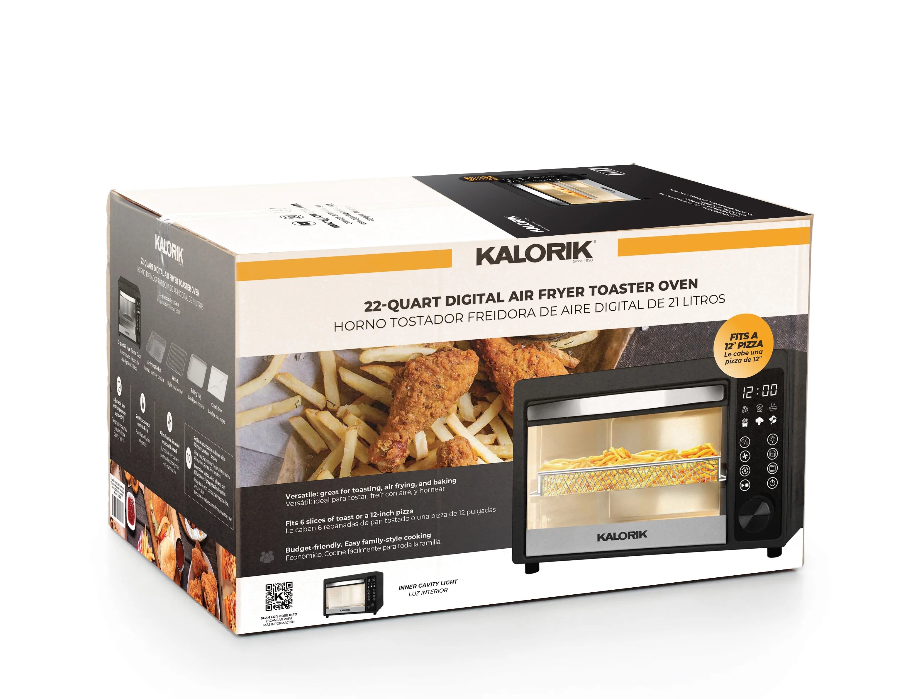 22-Quart Digital Touchscreen Air Fryer Toaster Oven, Black W14494