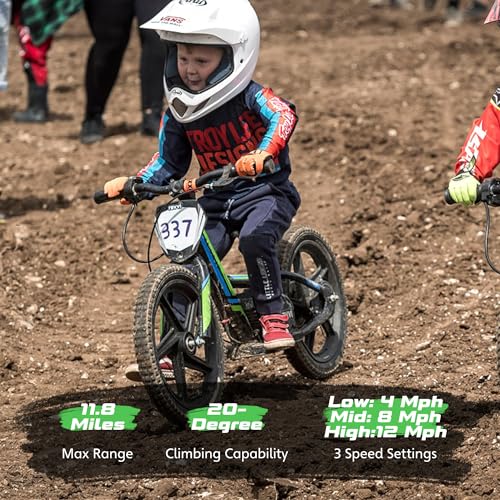 Electric Dirt Bike for Kids Aged 3-6, 170W Motor, 24V Battery, 12IN Tires M30914