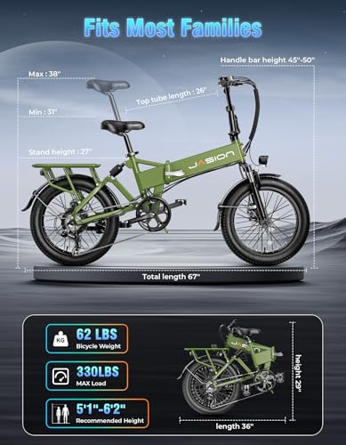 Folding Electric Bike for Adults, 1200W Peak Motor, 28MPH Max Speed, 48V 10AH Removable Battery, 20" Fat Tire M840673