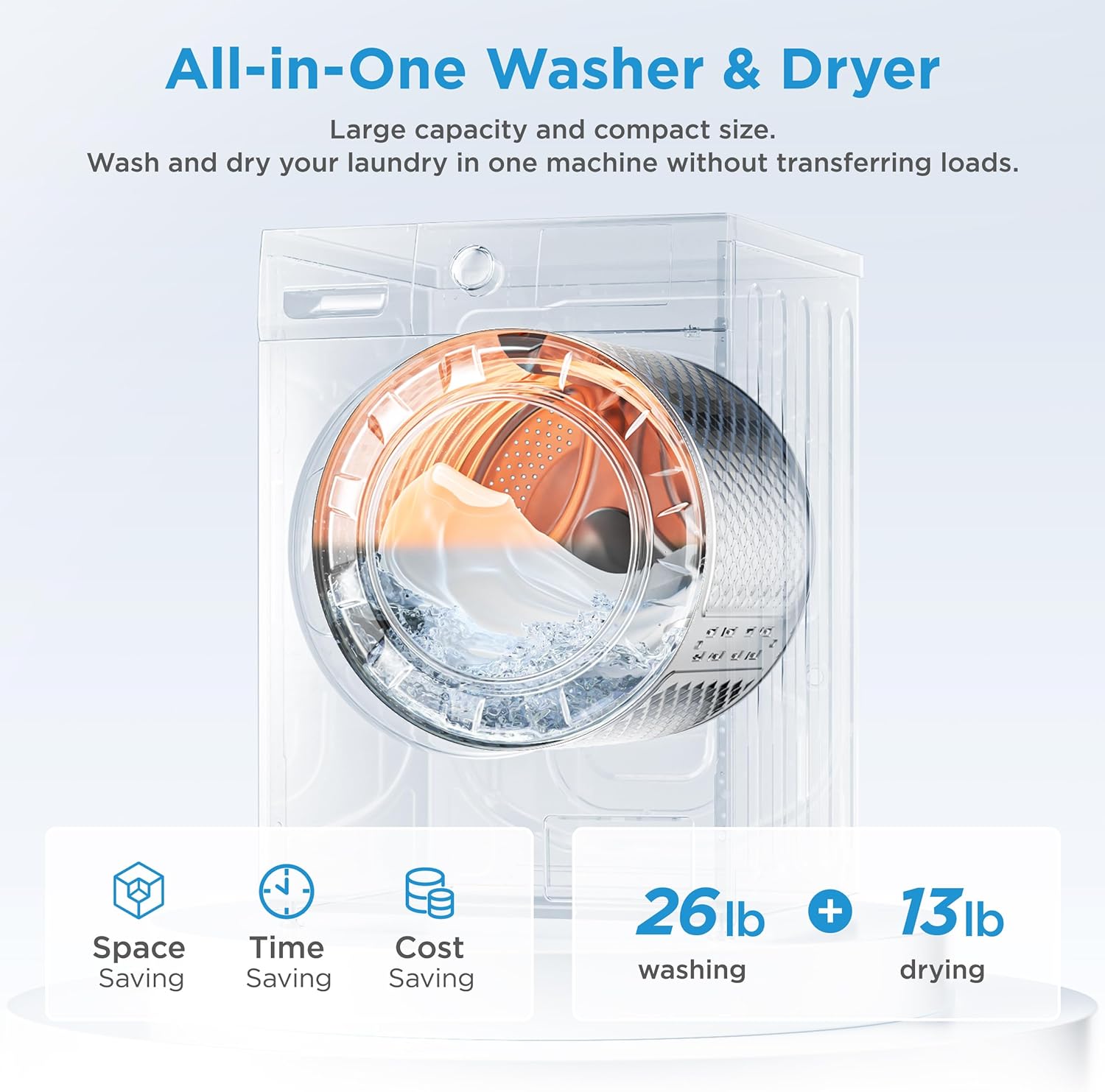 24 Inch Washer and Dryer Combo, Ventless, 2.7 cu.ft, Front Load L574516