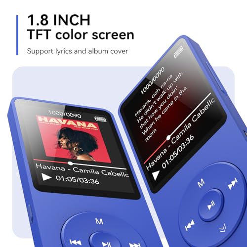 MP3 Player with Bluetooth 5.3, 1.8 Inch Screen, FM Radio, Voice Recorder I138