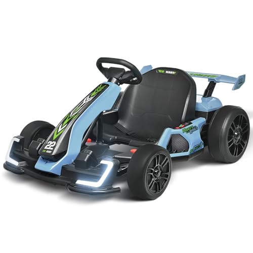 24V Kids Go Kart 300W Electric Drift Kart Outdoor Race Toy with 2X150W Motor, 7AH Battery, Green R238