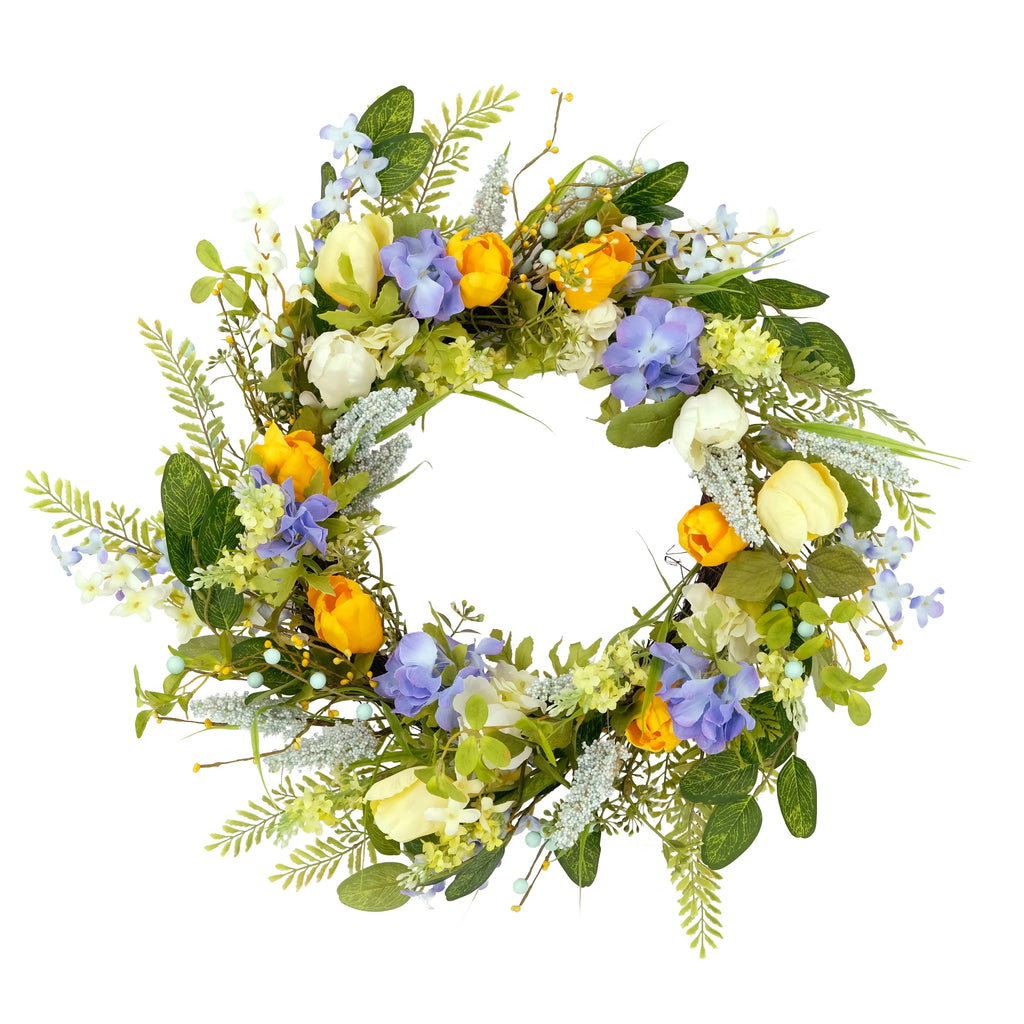 Puleo International 24" Artificial Daisy Floral Spring Door Wreath, Multicolor