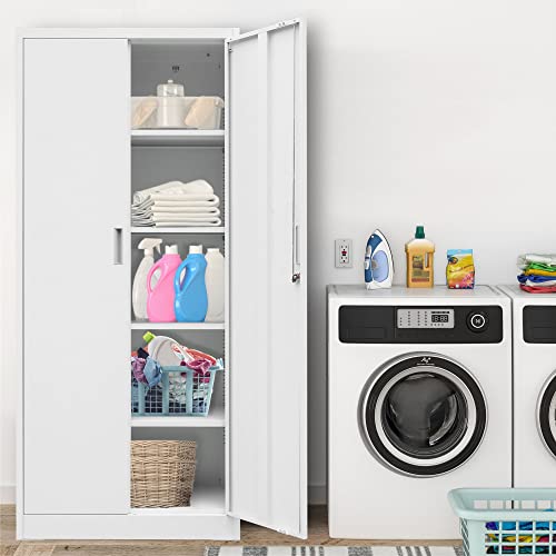 Metal Storage Cabinet with Adjustable Shelves, White W537131