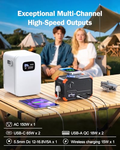 Portable Power Station 153Wh Solar Generator with Hand Crank AC Outlet H270
