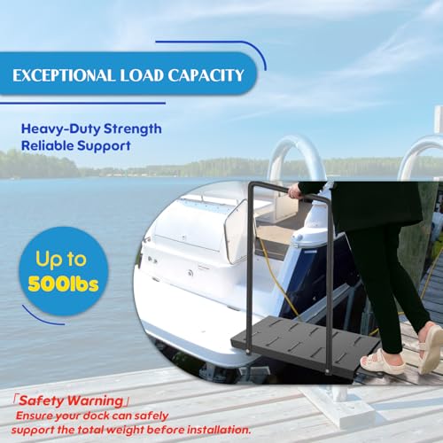 Boat Boarding Platform with Safety Handrail, Powder-Coated, 500Lb Capacity S1888