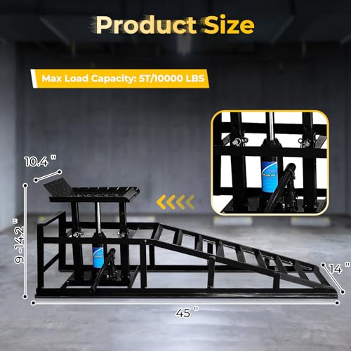 Heavy Duty Steel Hydraulic Car Ramps for Oil Change, 2 Pack J984