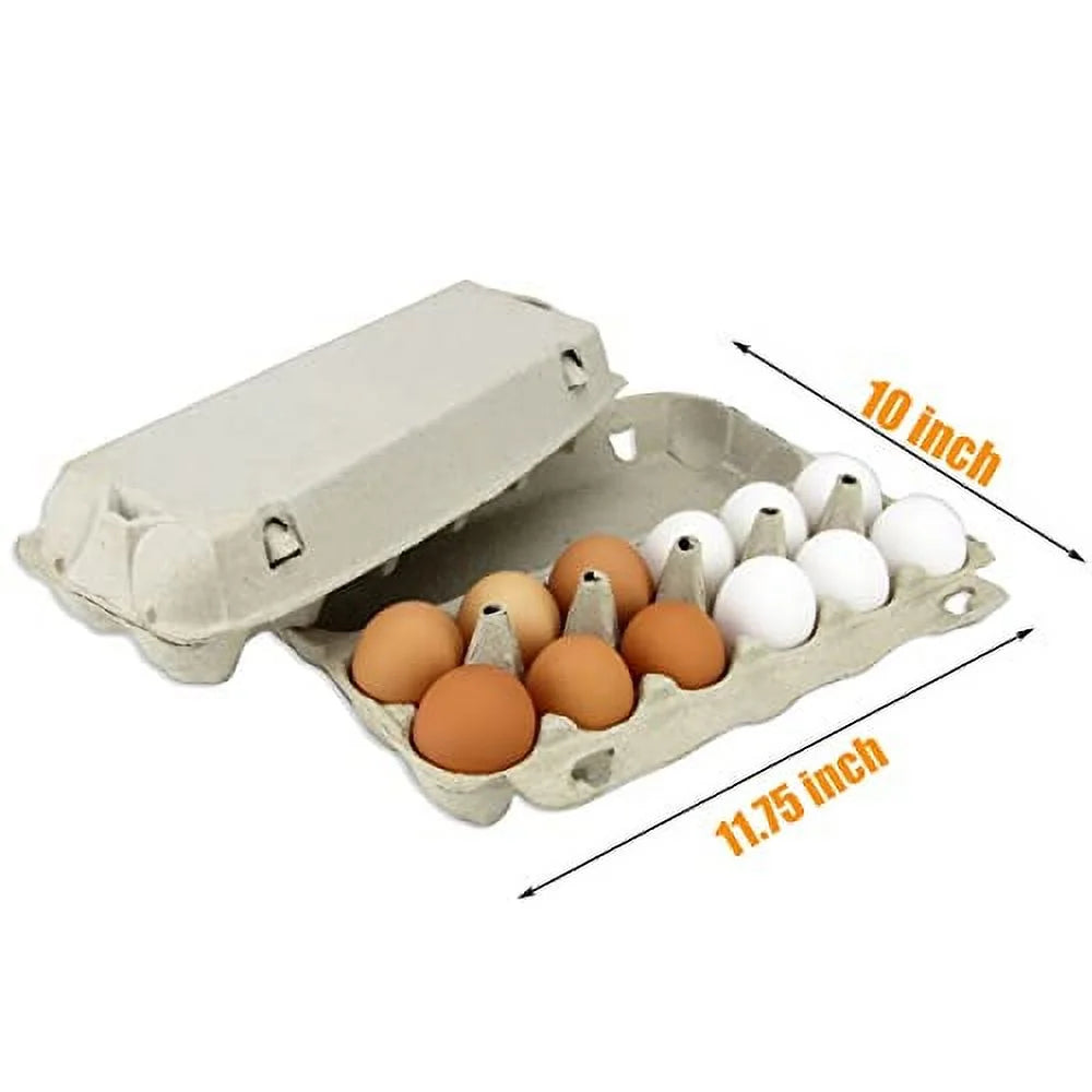Printed Pulp Egg Cartons - 18 Pack, Large Egg Storage Holder, Holds 1 Dozen Q2766