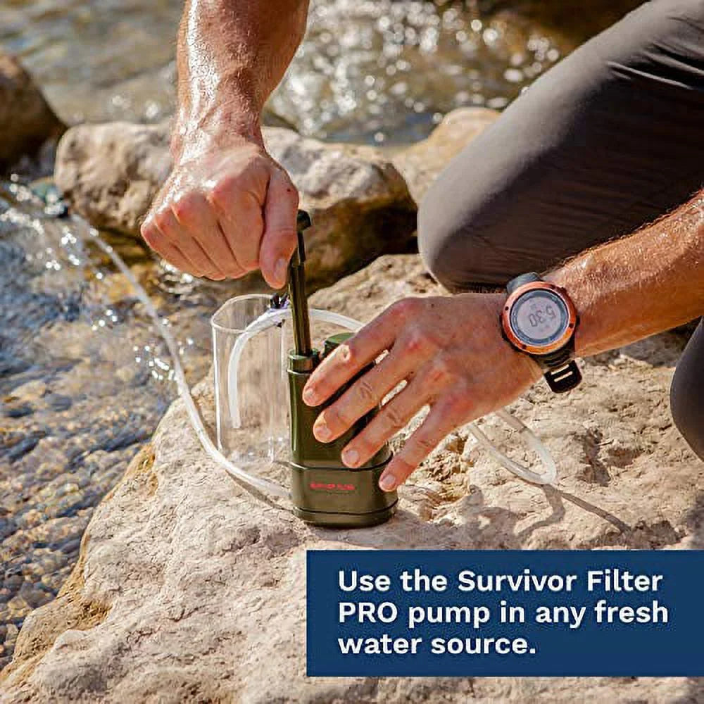 Portable Hand-Pump Water Purification System for Backpacking Hiking Camping F174