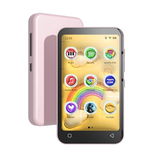 TIMMKOO 80GB Kids MP3 Player with Bluetooth, Parental Controls, Pre-Installed Spotify, Spotify Kids, Audible, 4" WiFi MP3 MP4 Music Player Up to 1TB (Pink)